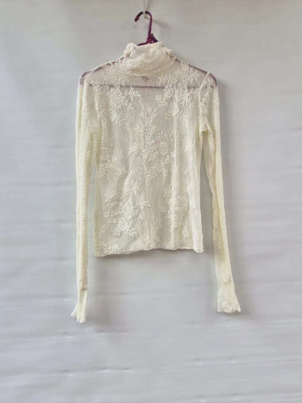 Free People Lady Lux Cream Sheer Lace Top S Coquette Fairycore Mesh Layering